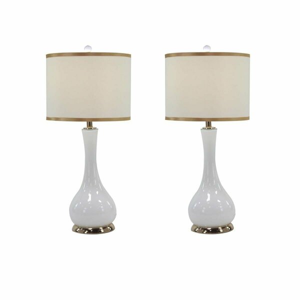 Perfecttwinkle Avalon Glass Tear Drop Jar Table Lamp, Gold & White, 2PK PE2950236